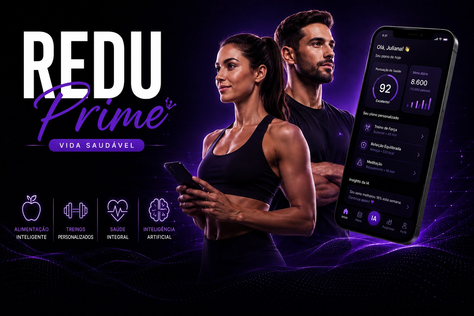 REDUPRIME — IA Nutricionista: análise por foto, chat IA, registro de peso e controle de hidratação